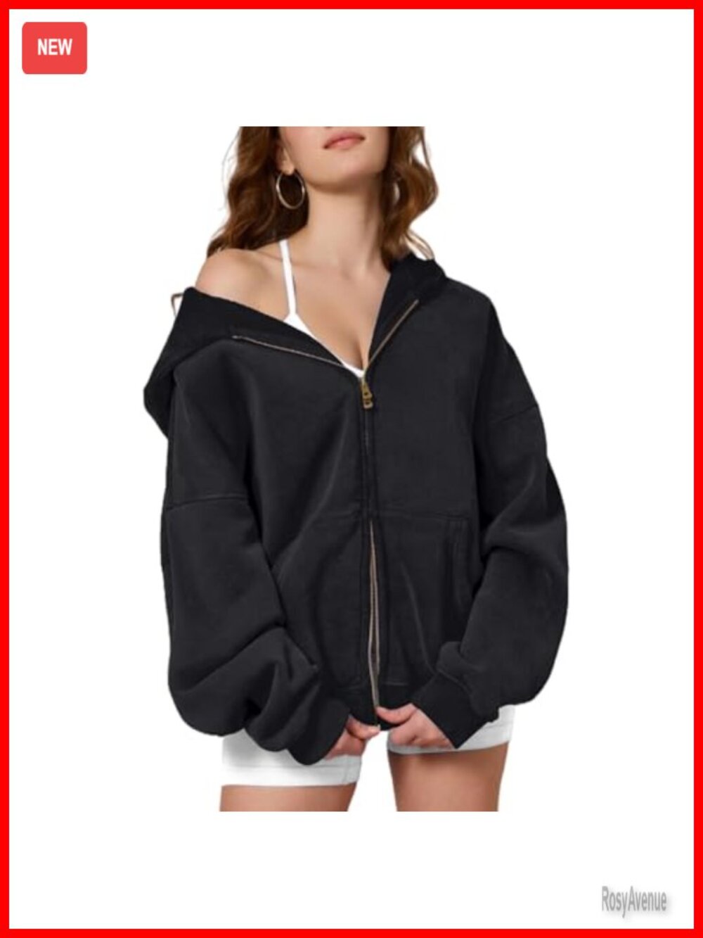 Dnzzs Women's Oversized Acid Wash Zip Up Fleece Hoodie